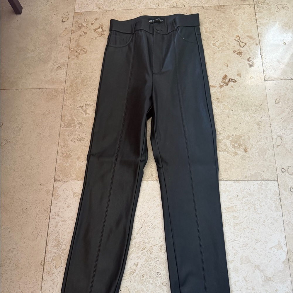 Zara women’s leather Black Dress Pants